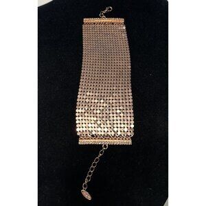 Vintage Vclm Copper Pink Mesh Chainmail Cuff Bracelet Chain